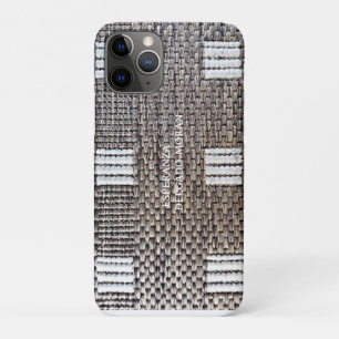 Gepersonaliseerde grijs en wit Faux Burlap2 Bagage Case-Mate iPhone Case