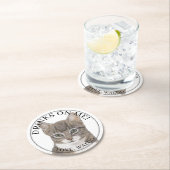 Gepersonaliseerde Grijs Gestreepte Tabby Cat Weddi Ronde Kartonnen Onderzetter (Insitu)