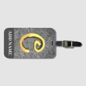 Gepersonaliseerde Grijs & Goud Monogram Letter C Bagagelabel (Voorkant (horizontaal))