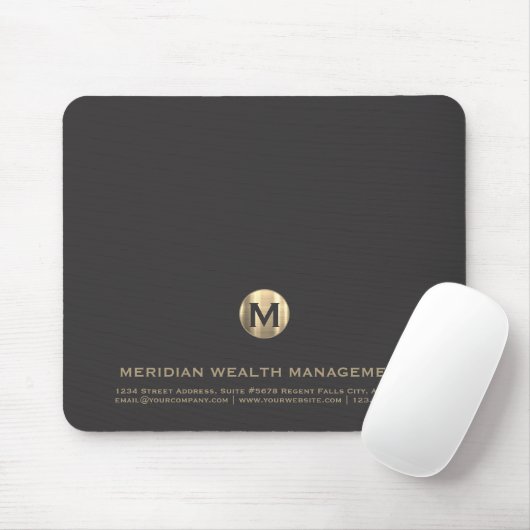 Gepersonaliseerde Grijs Goud Zakelijk Monogram Mui Muismat (Met muis)