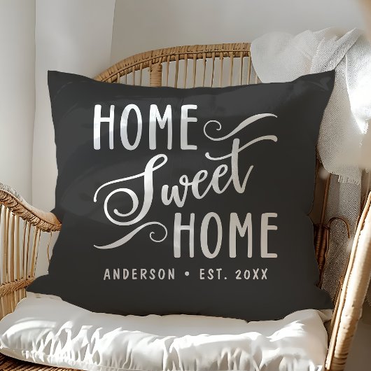 Gepersonaliseerde Grijs Huis Sweet Home Kussen