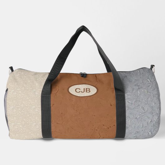 Gepersonaliseerde Grijs, Ivoor, en Bruine Duffel B Plunjezak (Achterkant)