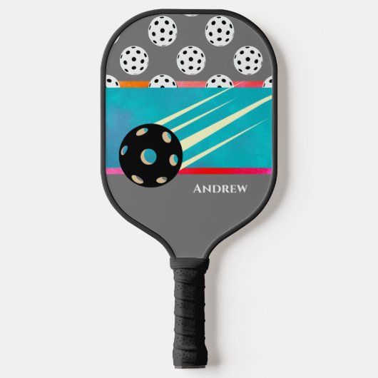 Gepersonaliseerde Grijs & Meerkleurig Douane Pickleball Paddle (Voorkant)