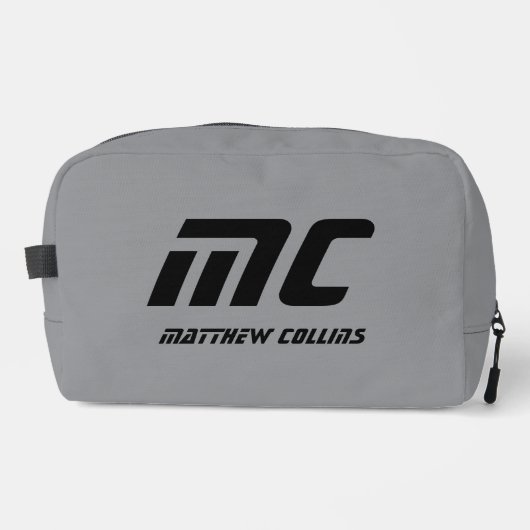 Gepersonaliseerde Grijs Minimalistische Monogram N Toilettasje (Voorkant)