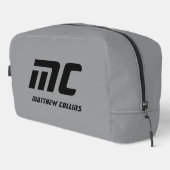 Gepersonaliseerde Grijs Minimalistische Monogram N Toilettasje (Rechterhoek)