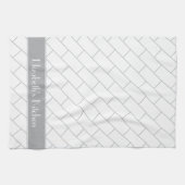 Gepersonaliseerde Grijs Wit Subway Tegel Brick Theedoek (Horizontaal)