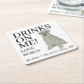 Gepersonaliseerde Grijs Zilver Schnauzer Hond Huwe Kartonnen Onderzetters (Schuin)