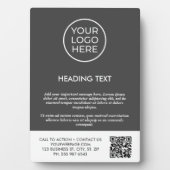 Gepersonaliseerde grijze Business Logo QR-code Fotoplaat (voorkant)