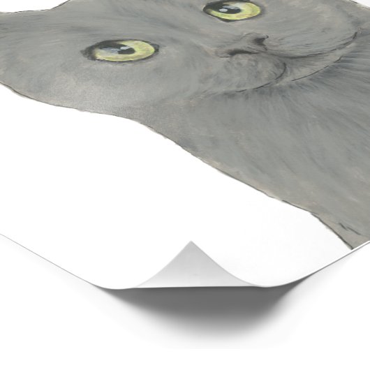 Gepersonaliseerde grijze Chartreux kat Foto Afdruk (Hoek)