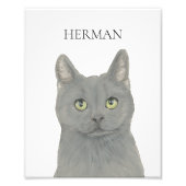 Gepersonaliseerde grijze Chartreux kat Foto Afdruk (Voorkant)