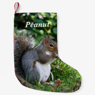 Gepersonaliseerde grijze eekhoorn kleine kerstsok