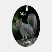 Gepersonaliseerde grijze eekhoorn metalen ornament (Voorkant Rechts)
