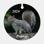 Gepersonaliseerde grijze eekhoorn metalen ornament (Achterkant)