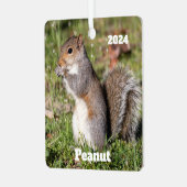 Gepersonaliseerde grijze eekhoorn metalen ornament (Voorkant links)