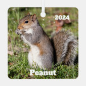 Gepersonaliseerde grijze eekhoorn metalen ornament (Achterkant)