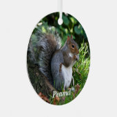 Gepersonaliseerde grijze eekhoorn metalen ornament (Voorkant Rechts)