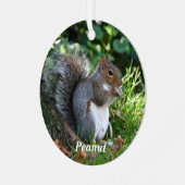 Gepersonaliseerde grijze eekhoorn metalen ornament (Voorkant links)