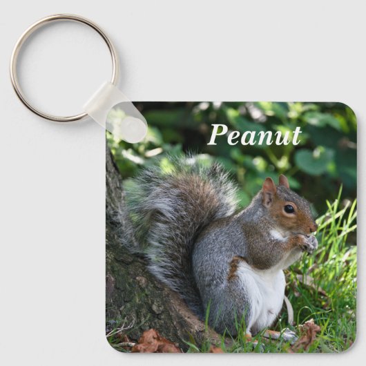 Gepersonaliseerde grijze eekhoorn sleutelhanger (Voorkant)