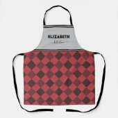 Gepersonaliseerde grijze en rode buffel geruite ke schort (Voorkant)