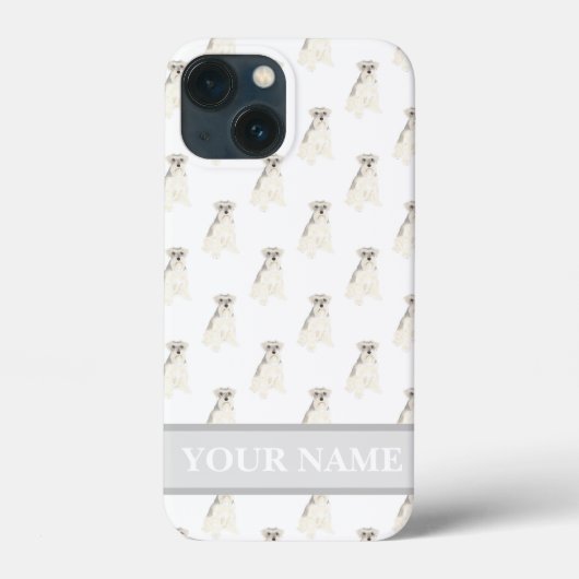 Gepersonaliseerde grijze en witte Schnauzer Dog Case-Mate iPhone Case (Achterkant)
