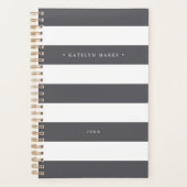 Gepersonaliseerde grijze en witte streep planner (Voorkant)
