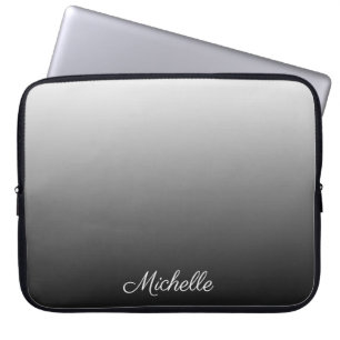 Gepersonaliseerde grijze grijze grijstinten laptop sleeve