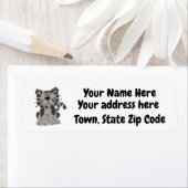 Gepersonaliseerde grijze kat retour adreslabels etiket (Insitu)