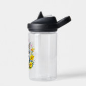 Gepersonaliseerde grijze kitten en bloemen Waterve Waterfles (Links)