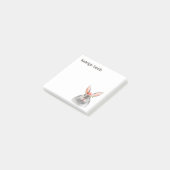 Gepersonaliseerde grijze konijn rode roze Floral Post-it® Notes (Schuin)