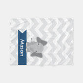 Gepersonaliseerde Grijze Marine Blauwe Chevron Oli Fleece Deken (Voorkant (Horizontaal))