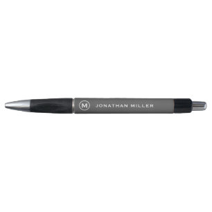 Gepersonaliseerde grijze minimalistische monogram  pen