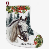 Gepersonaliseerde Grijze Paard Kerstkous Grote Kerstsok (Voorkant)