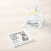 Gepersonaliseerde Grijze Tabby Cat Wedding Kartonnen Onderzetters (Insitu)