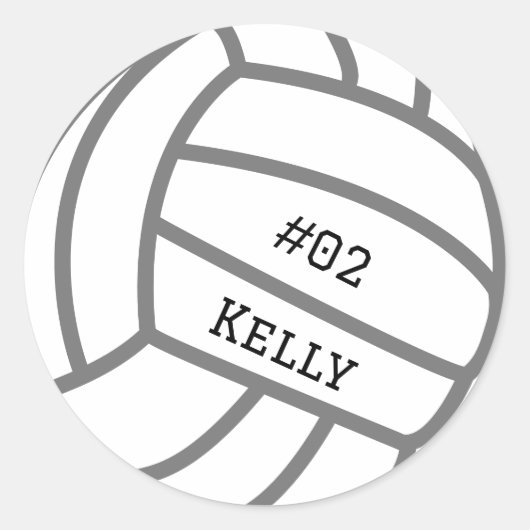 Gepersonaliseerde Grijze Volleybal Stickers (Voorkant)