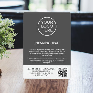 Gepersonaliseerde grijze zakelijke Logo QR-code Fotoplaat