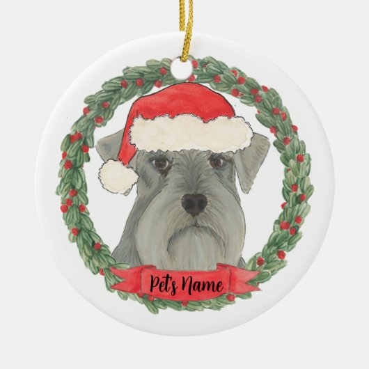 Gepersonaliseerde grijze zilver Schnauzer Keramisch Ornament (Voorkant)