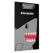 Gepersonaliseerde grijze zwarte Cartoon Kute Shark Klembord (Rechts)