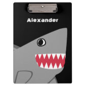 Gepersonaliseerde grijze zwarte Cartoon Kute Shark Klembord (Voorkant)
