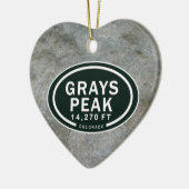 Gepersonaliseerde Grijzen Peak CO Mountain Heart O Keramisch Ornament (Links)