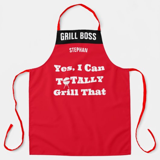 Gepersonaliseerde Grill Chef Schorten, Cool Red Ch Schort (Voorkant)