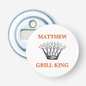 Gepersonaliseerde Grill King Funny Button Flesopener (Voorkant)