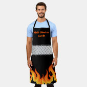 Gepersonaliseerde Grill Master Flame Zwart Schort (Gedragen)