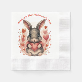 Gepersonaliseerde grillige Baby Bunny eerste Valen Servet