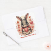 Gepersonaliseerde grillige Baby Bunny eerste Valen Vierkante Sticker (Envelop)
