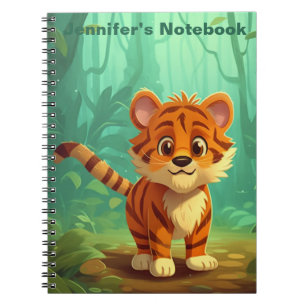 Gepersonaliseerde grillige Baby Tiger Journal. Tig Notitieboek