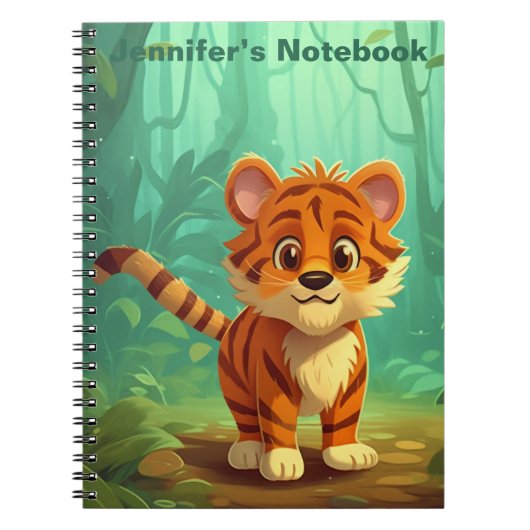 Gepersonaliseerde grillige Baby Tiger Journal. Tig Notitieboek (Voorkant)