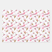 Gepersonaliseerde grillige Cherry Ice Cream Pink R Inpakpapier Vel (Voorkant 3)
