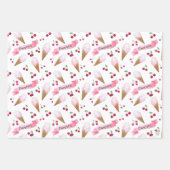 Gepersonaliseerde grillige Cherry Ice Cream Pink R Inpakpapier Vel (Voorkant)