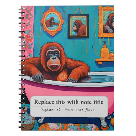 Gepersonaliseerde grillige dieren - Aap Notitieboek (Voorkant)