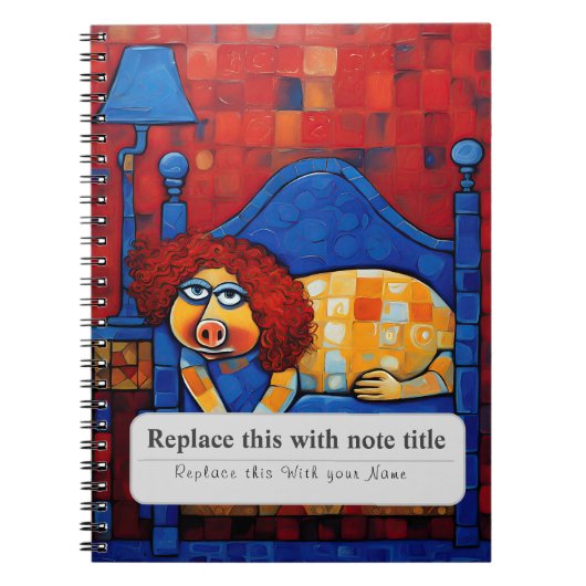 Gepersonaliseerde grillige dieren - Schattigee Pig Notitieboek (Voorkant)